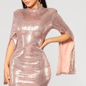 Fashion Nova Sequin Dress Rose Gold